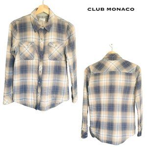 Club Monaco Women's Thermal Lined Button Shirt in Plaid Size XS